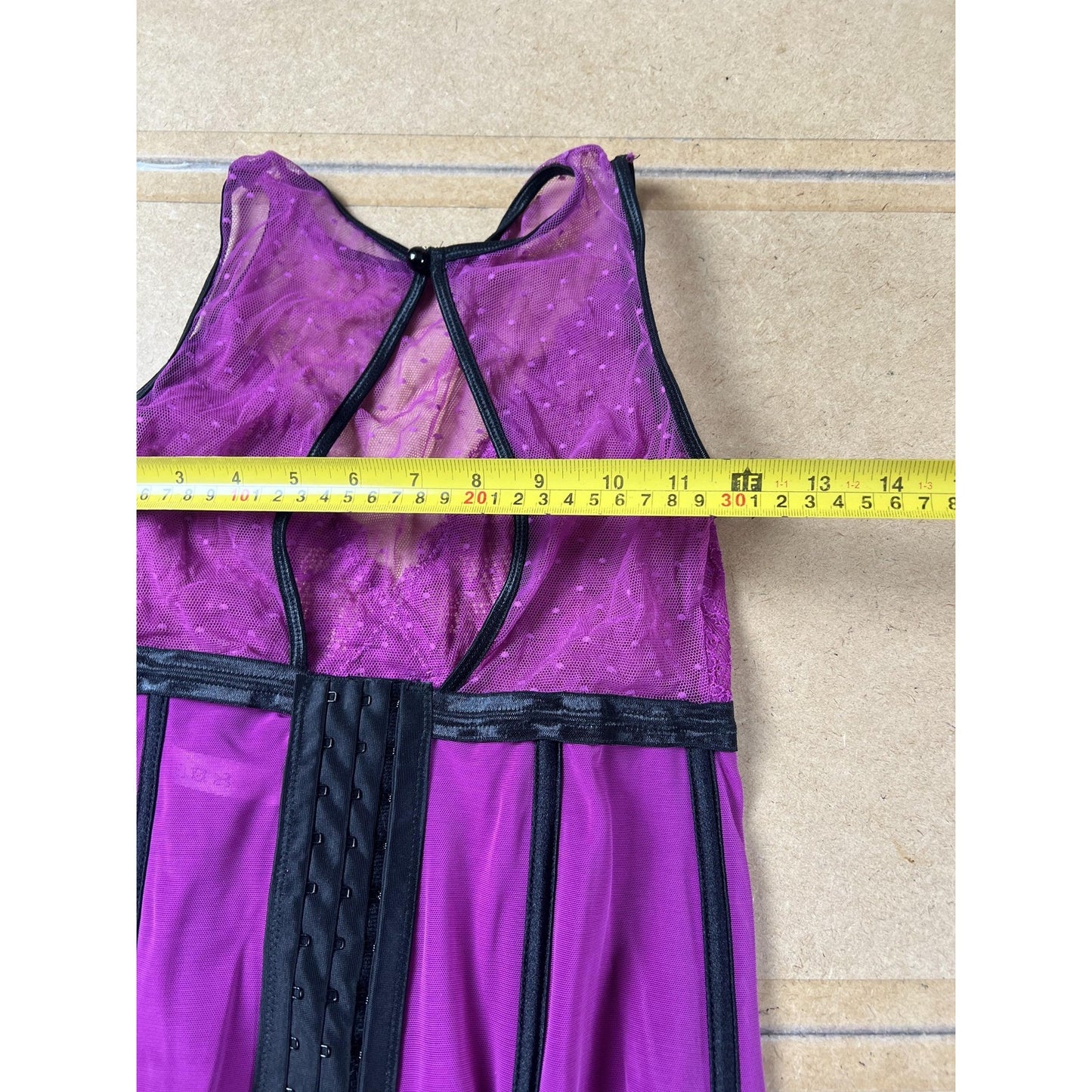 Coquette Garter Slip Womens M/M Purple Lace Mesh Hook & Eye Boned Waist 4092