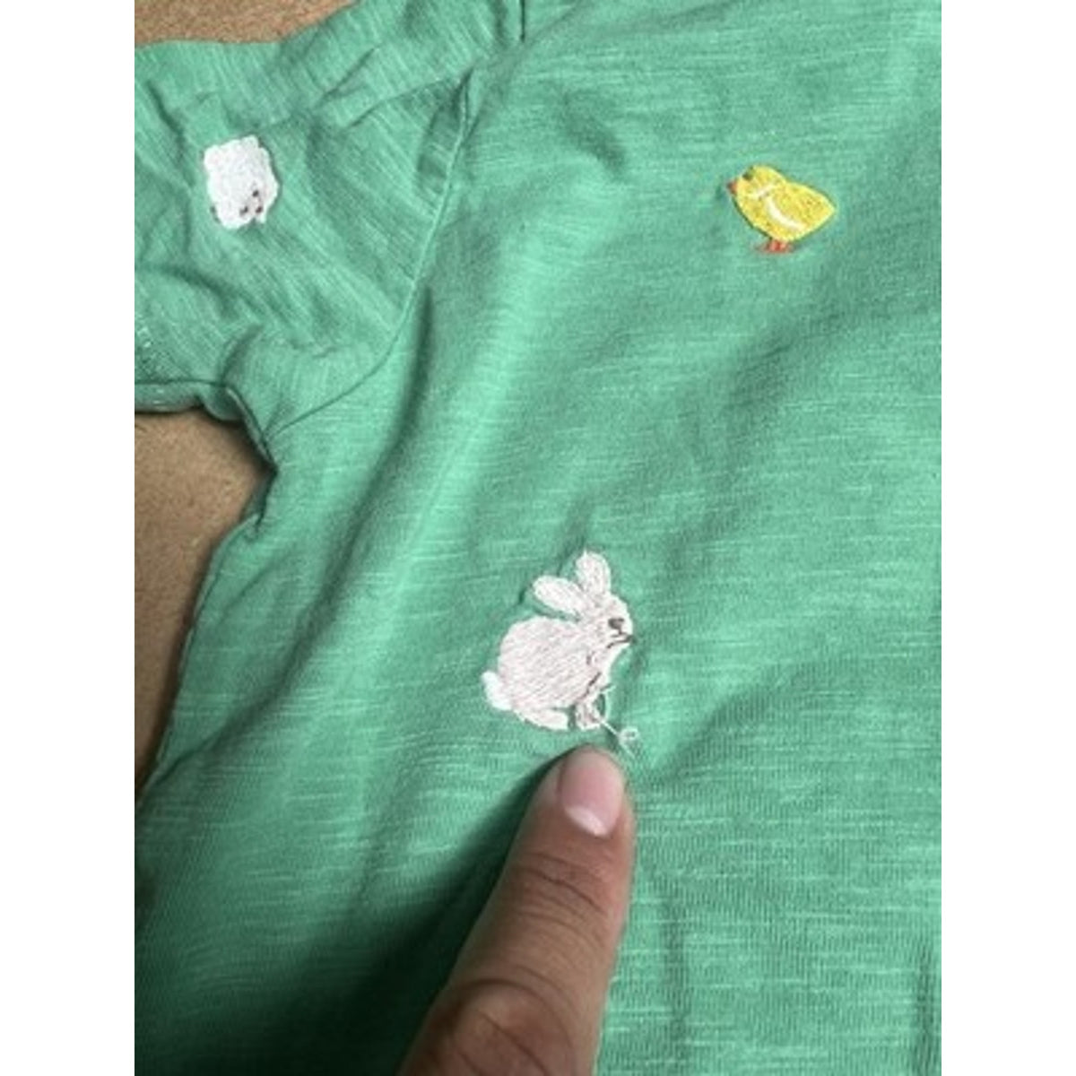 Mini Boden Polo Boys 5T Green Short Sleeve Collared Pocket Embroidered Bunny