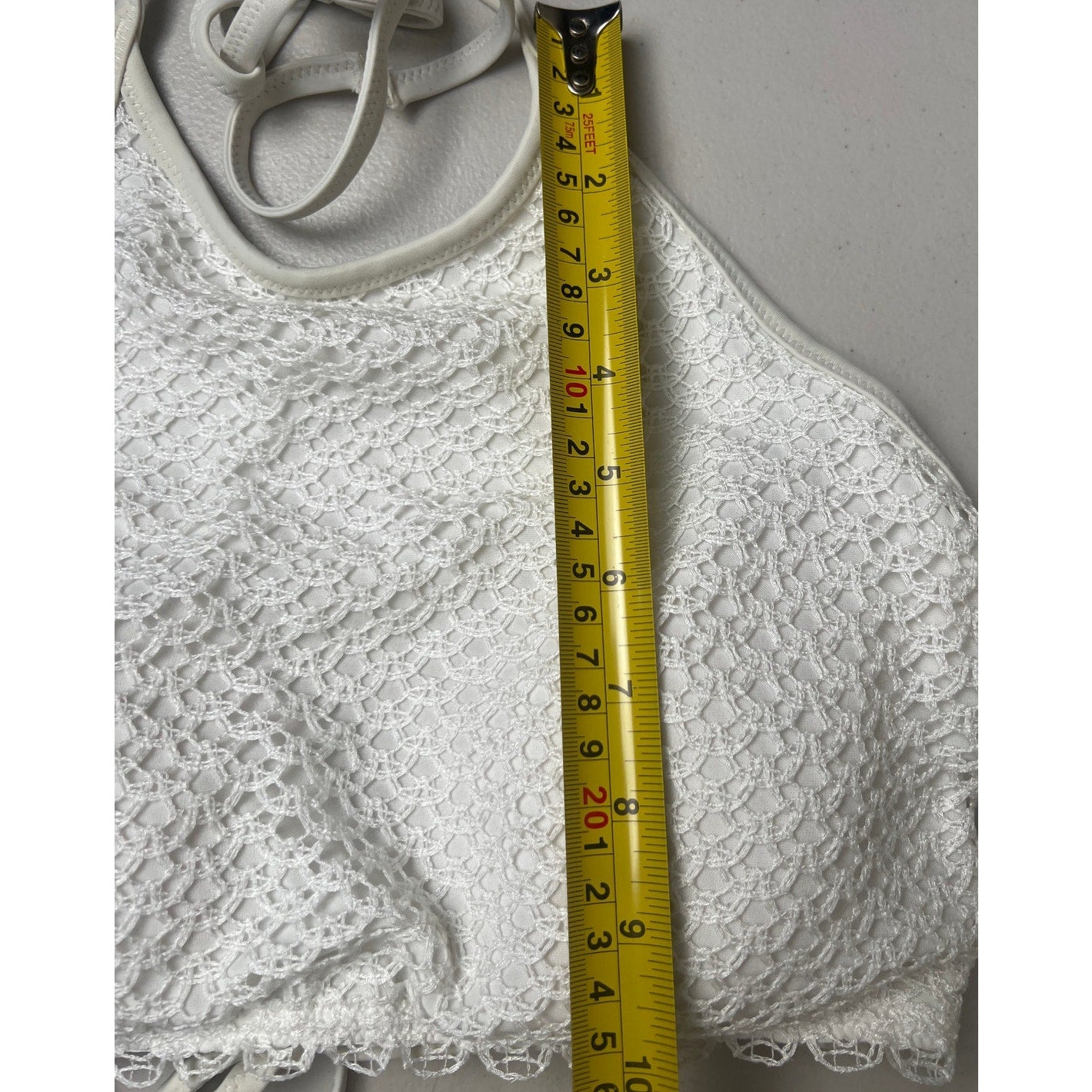 H&M Halterneck White Top Crochet Swim Size 12