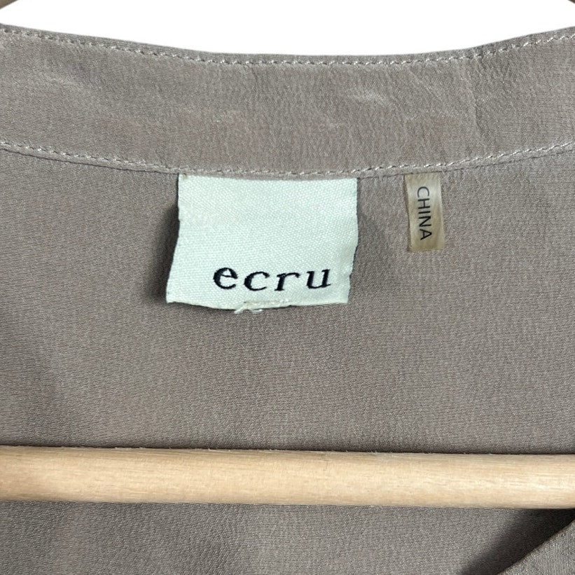 Ecru Women Blouse 100% Silk Top Gray *Dimensions In Picture*