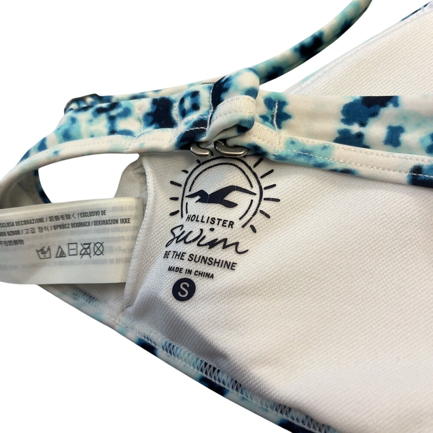 hollister Tie Dye Blue bikini swim top padded size small S