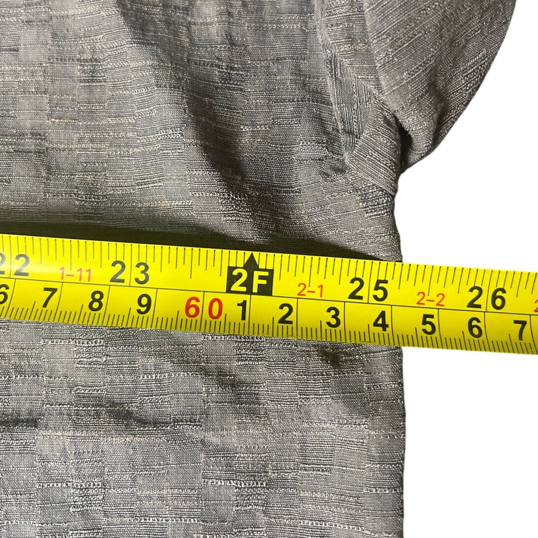 Eileen Fisher Grey Italian Fabric Linen Gauze Button Down Top Women's L
