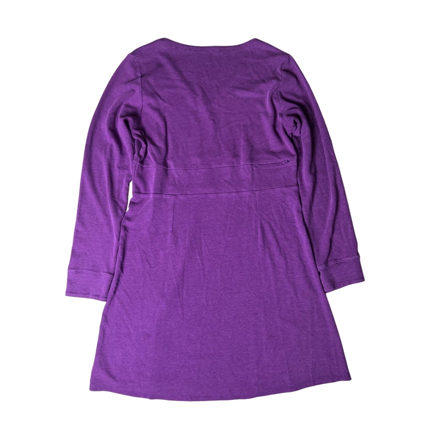 Horny Toad Dress Womens L Purple Wrap Knee Length Jersey V-Neck Empire Waist