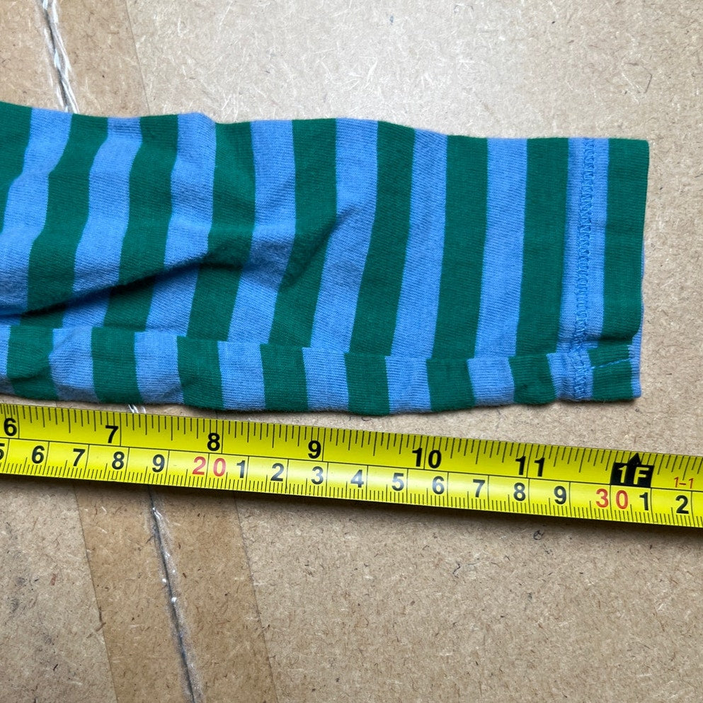 Leigh Tucker Willow Boys Striped Green and Blue Hooded Sweatshirt Size 4-5