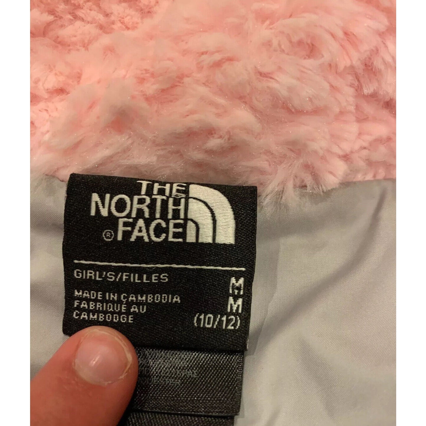 The North Face Furry Jacket Light Pink Girls Zip Up Size M 10 / 12