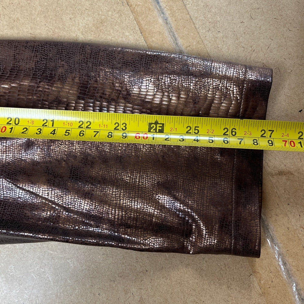 Chico's Faux Snake Skin Studded Blazer Open Front Bronze Brown Size 3