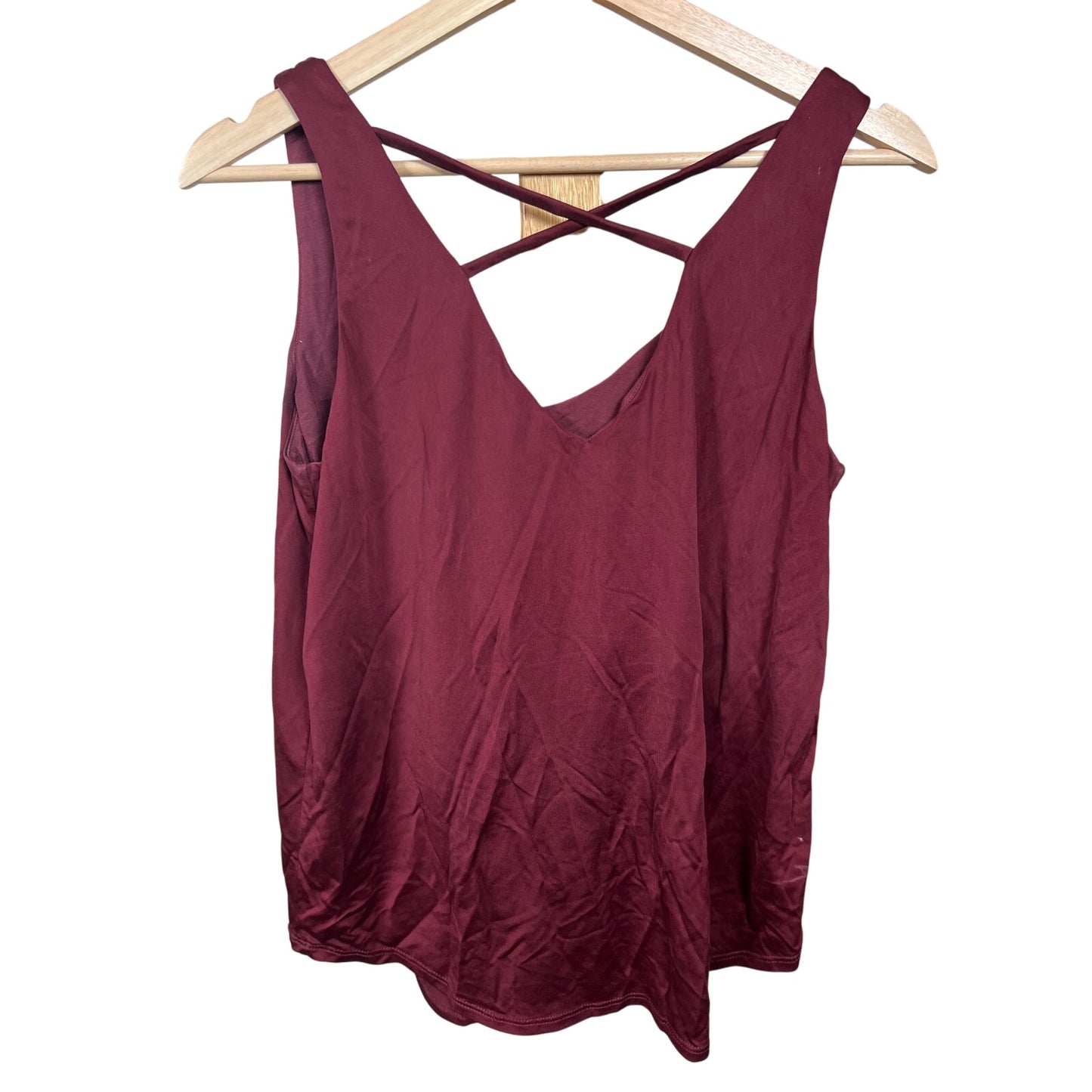 Tart Burgundy Women Top Size Small Cupro Lace Back