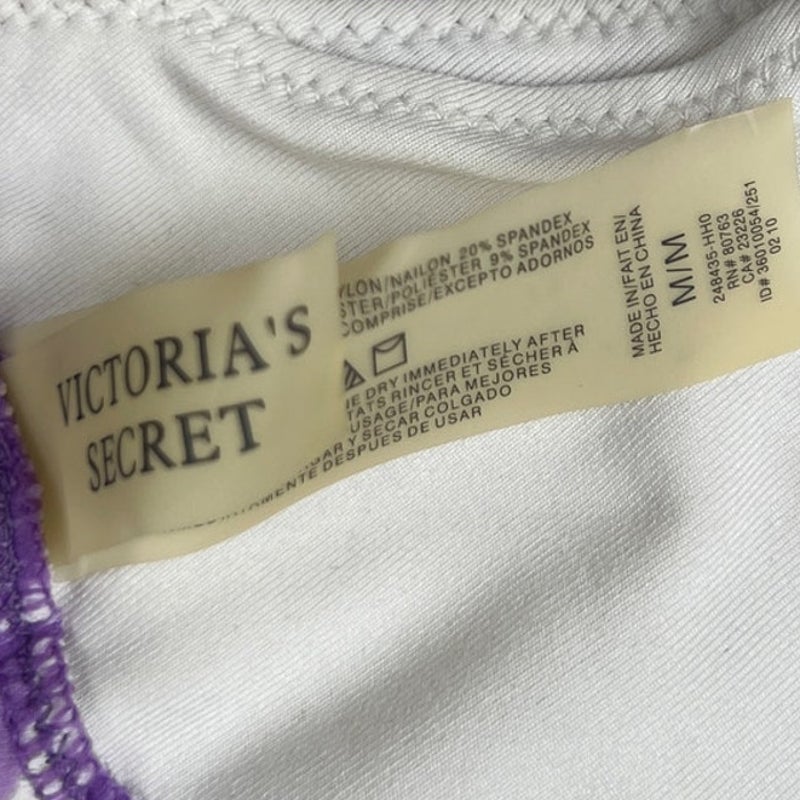 Victoria's Secret String Bikini Top Lavender White Circles Medium