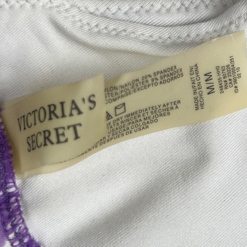 Victoria's Secret String Bikini Top Lavender White Circles Medium
