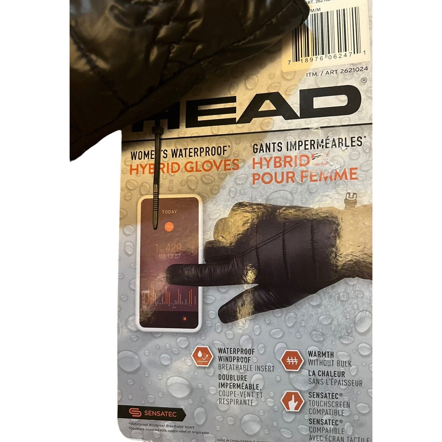 NWT Head Womens Black Medium Waterproof Hybrid Gloves Touchscreen Compatible
