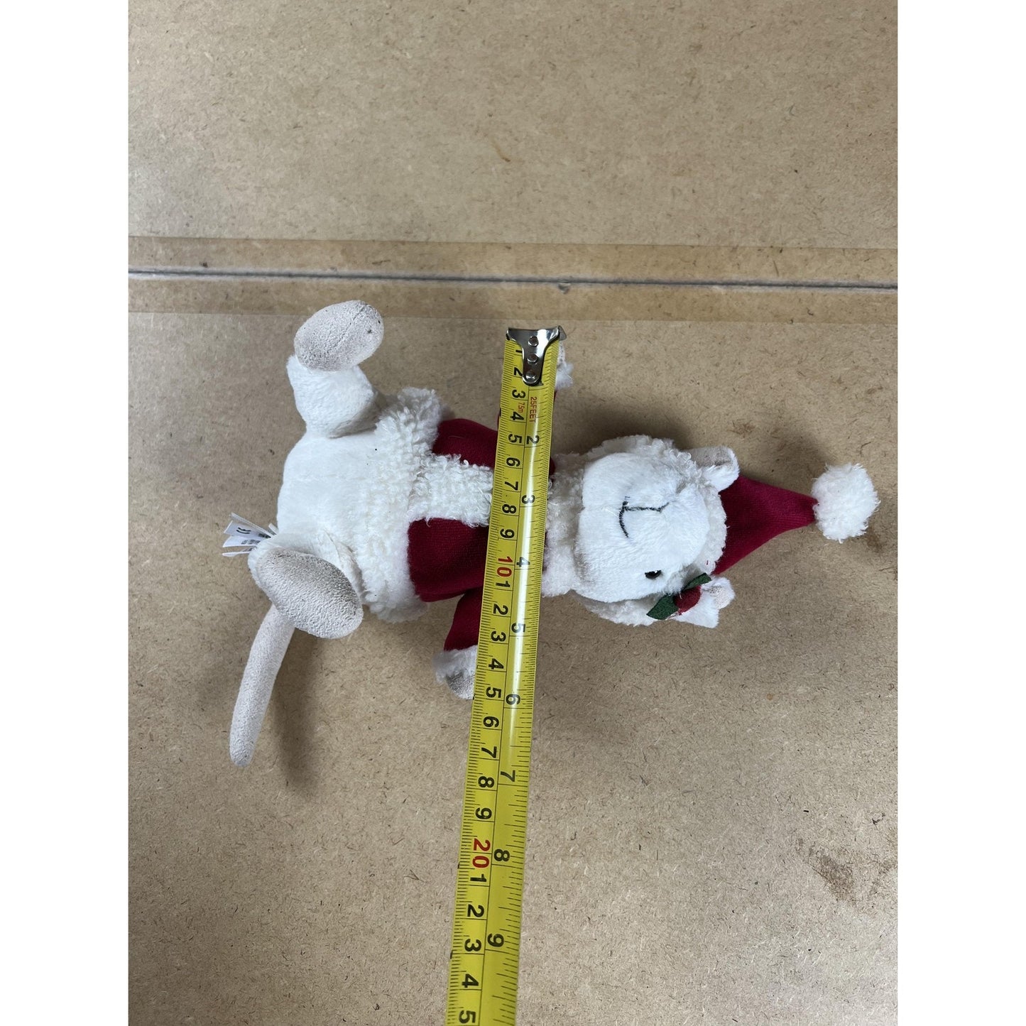 Jellycat Small White Red Mouse Plush Santa Hat Holly Christmas Collectible