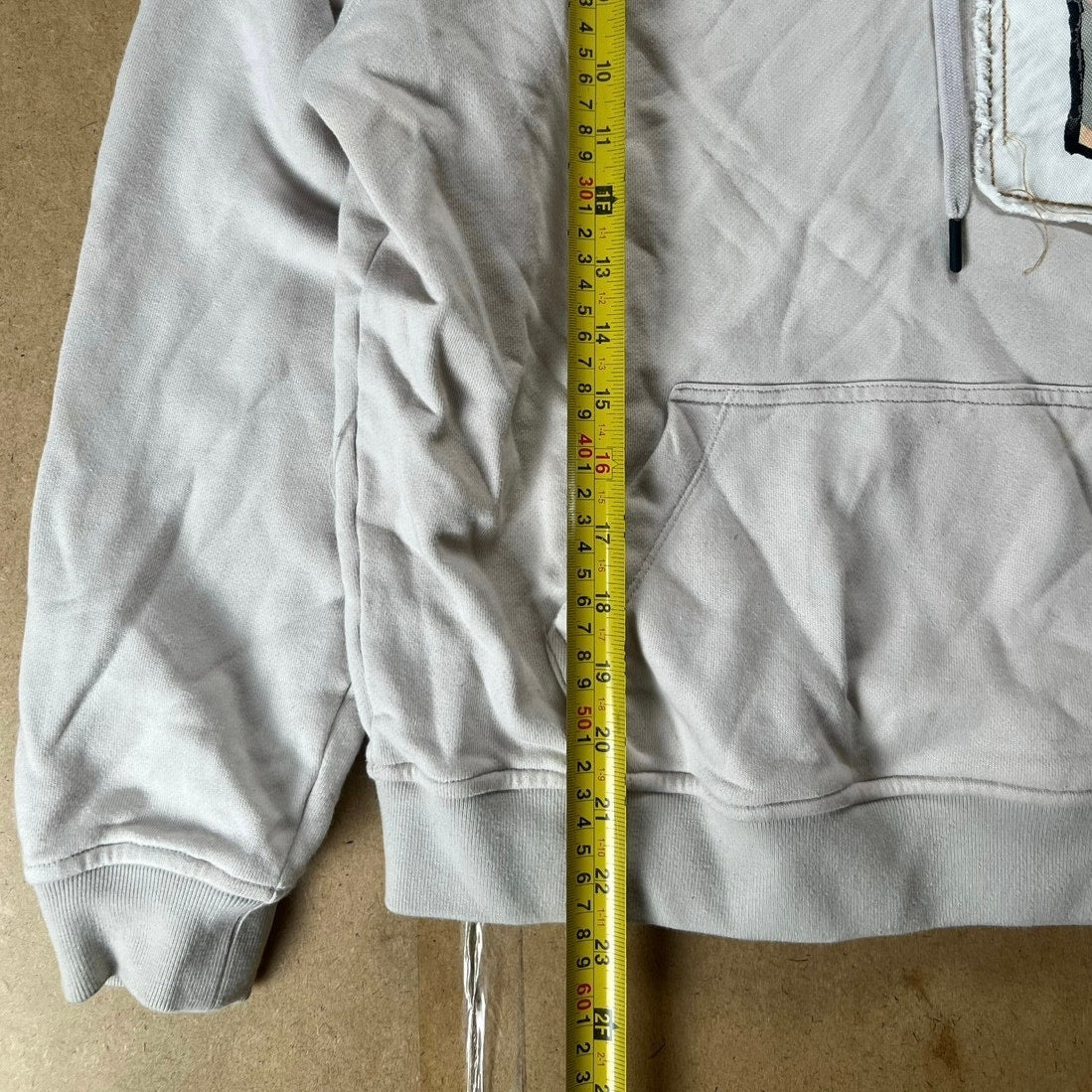Acne Studios Hoodie Mens L Beige Pullover Cotton Fleece Hooded Pockets Graphic