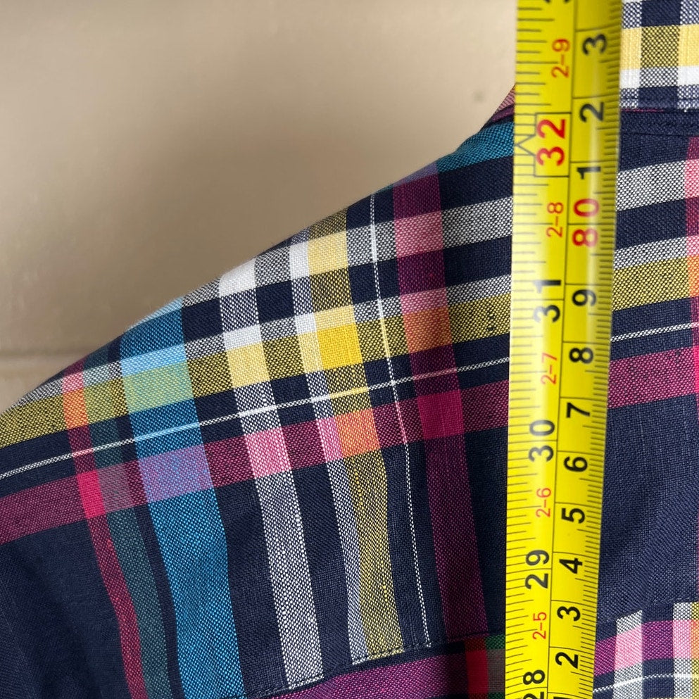 St. Croix Plaid Button Down Large Made In Italy Cotton Multicolored