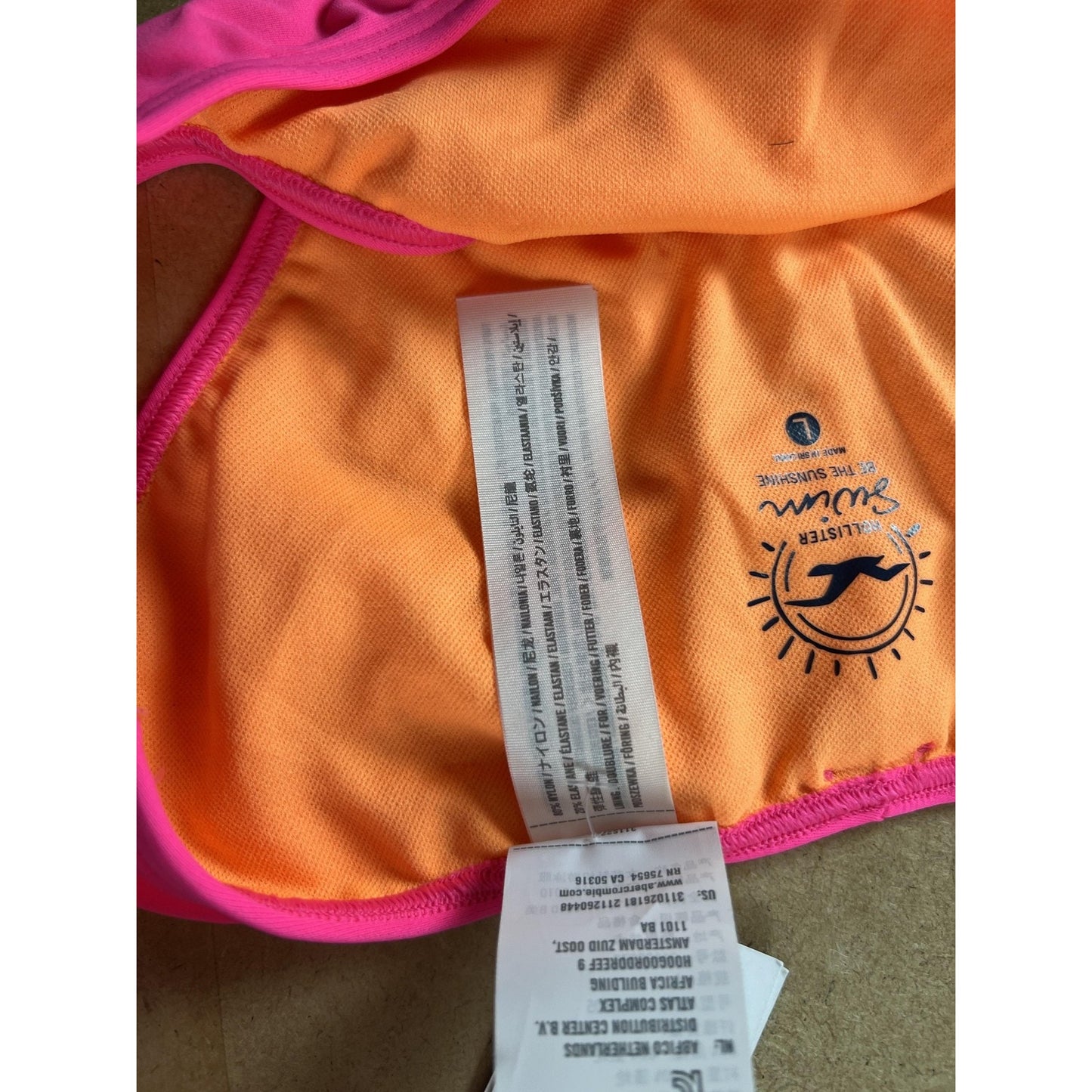 Hollister Bottom Womens L Pink Cheeky Lined Elastic Waist Logo Nylon Spandex