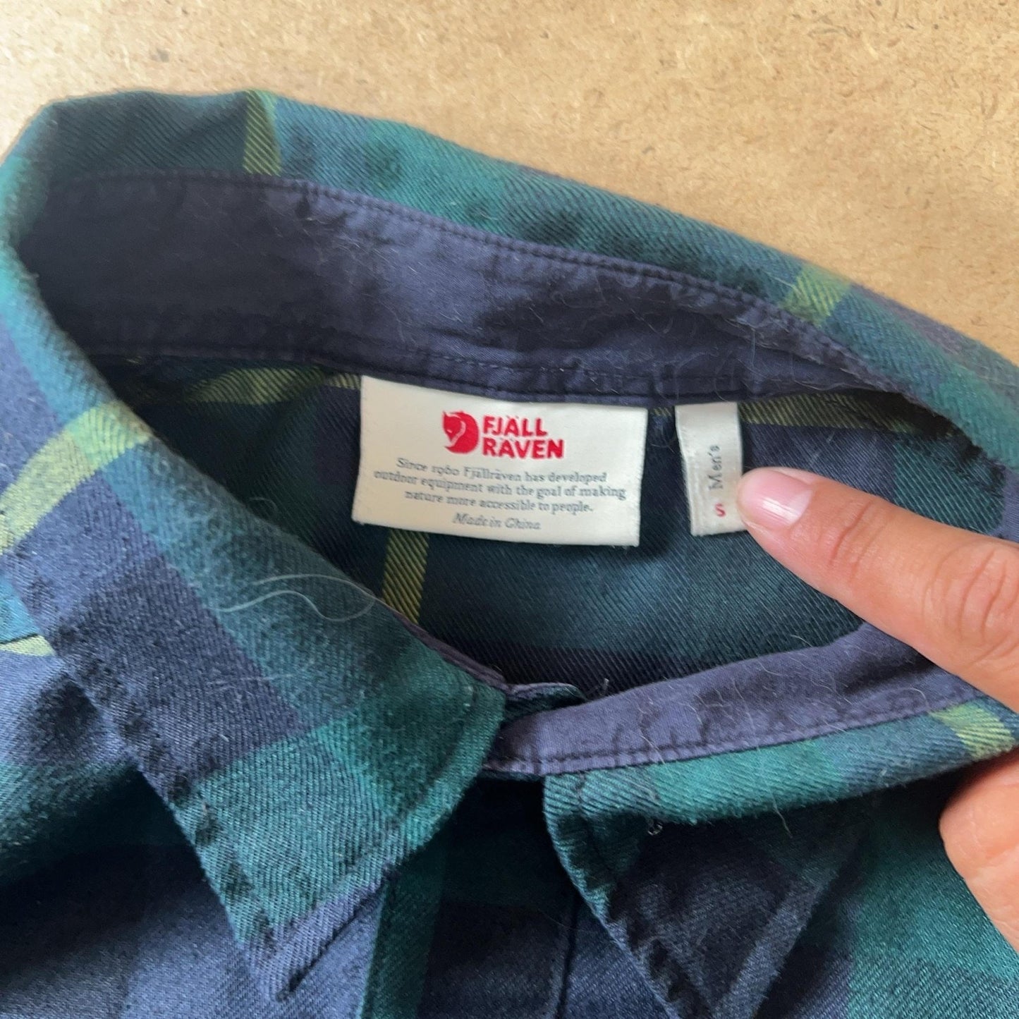 Fjallraven Shirt Mens S Green Plaid Long Sleeve Flannel Button Up Casual