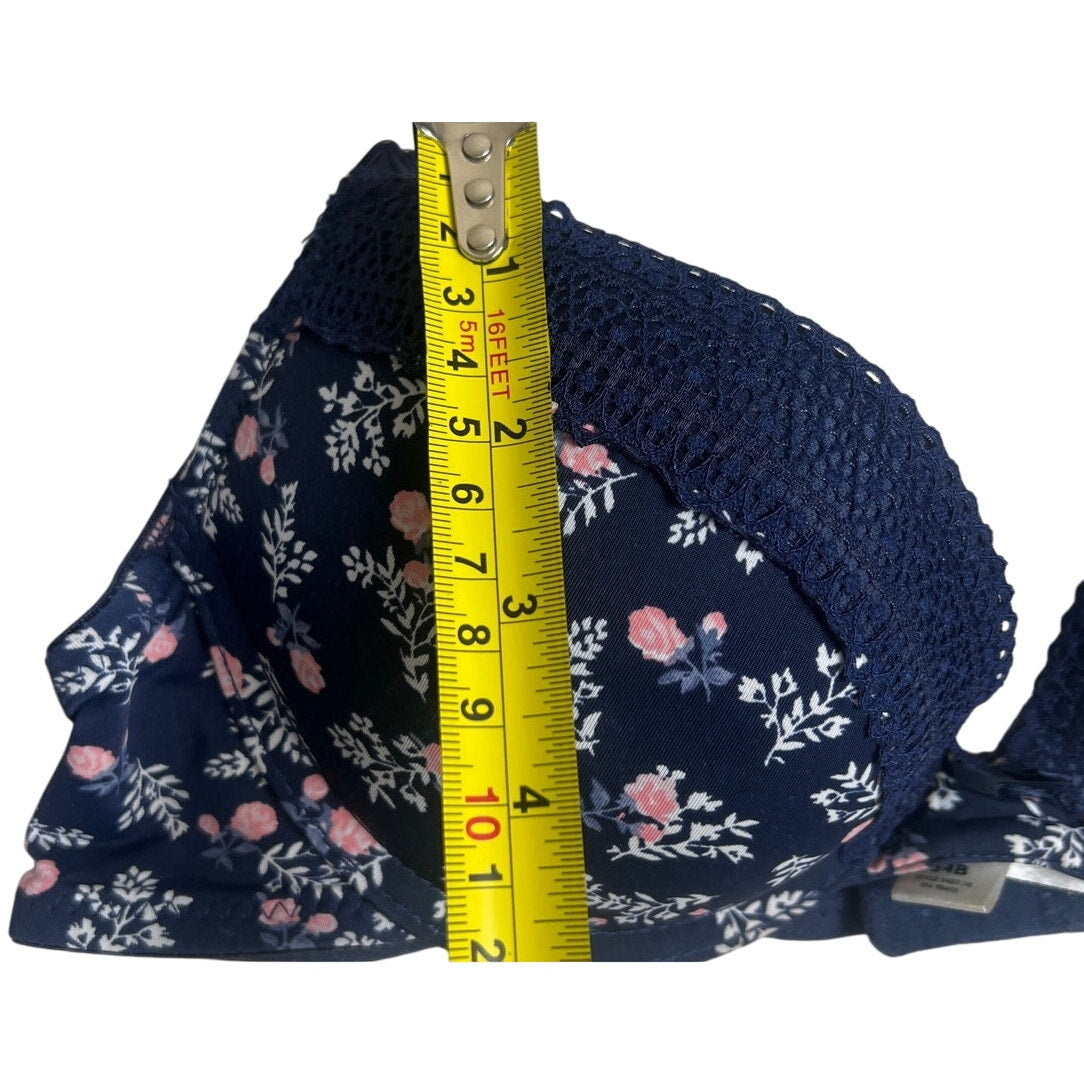 Laura Ashley Padded Blue Floral Underwire Bra 34B