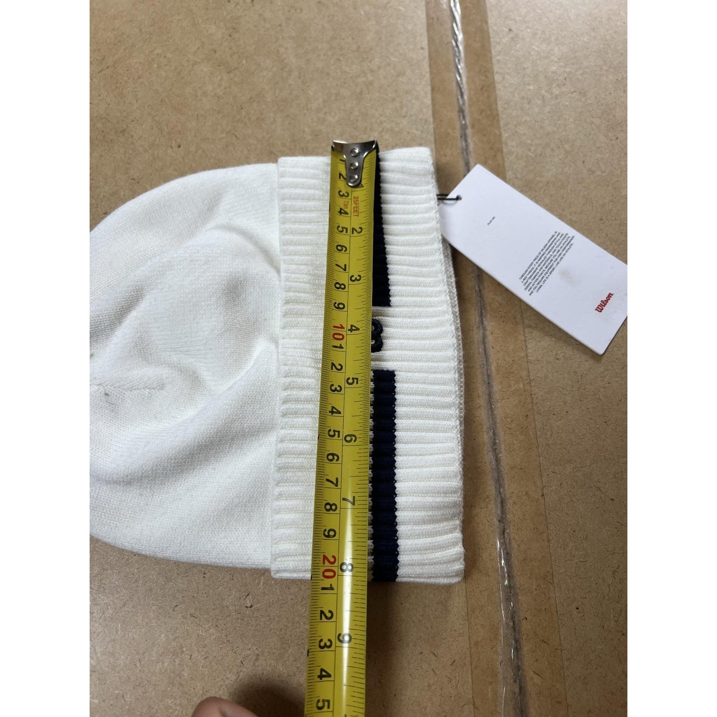 Wilson U Collegiate Beanie Womens XS White Striped Knit Lined Logo Winter