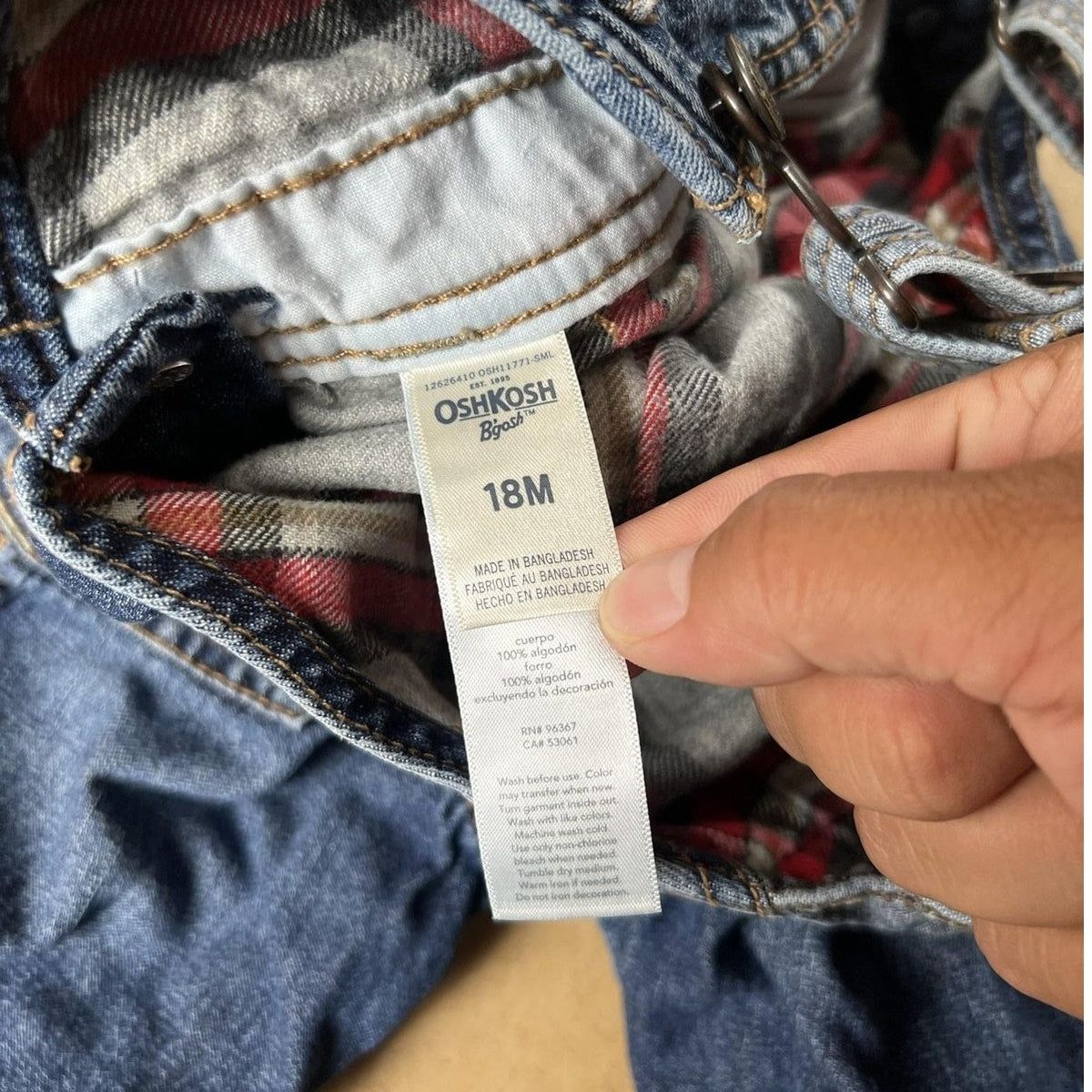 OshKosh B'gosh Jacket Boys 12-18 Months Blue Denim Flannel Lined Pockets