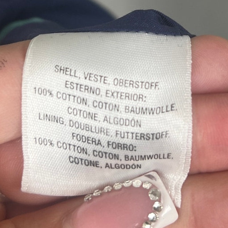 Ettitwa Anthropologie Navy Blue Pinstripe Black Embroidered Eyelet Pants Size 6