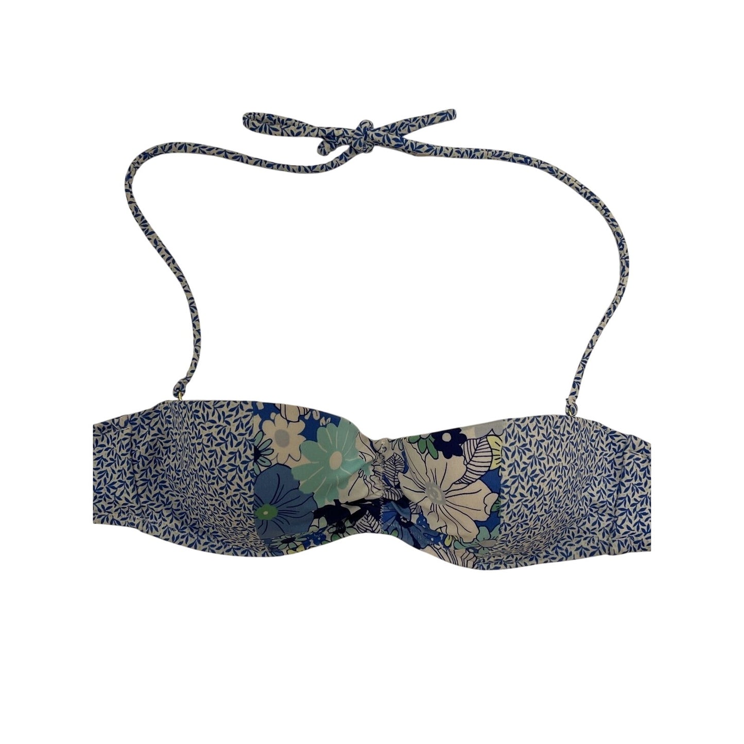 Victoria Victoria's Secret Blue Floral Halter Swimsuit Bikini Top Size 34 B EUC