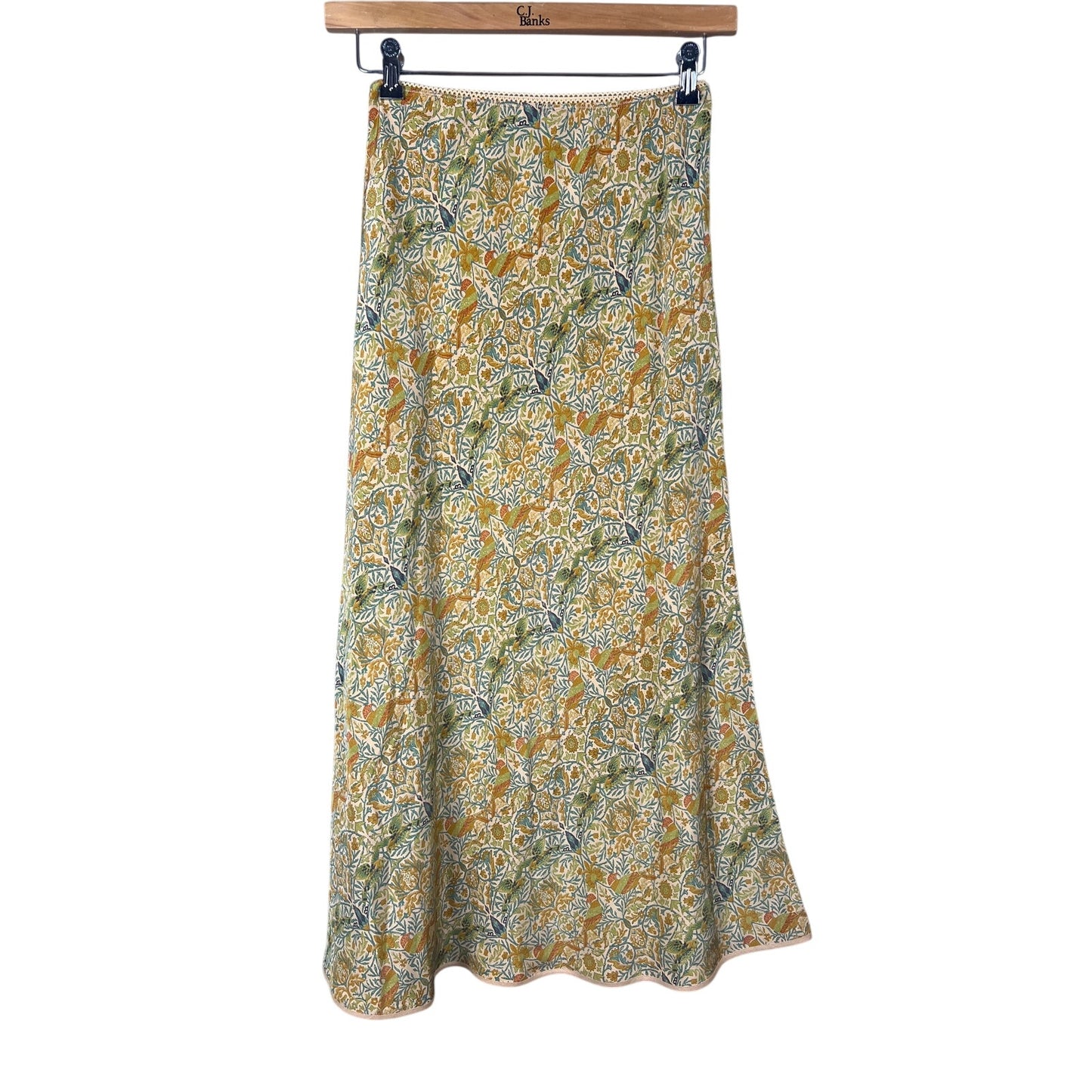 Sundance 100% Silk Yellow Floral Maxi Skirt Women'S Size 6