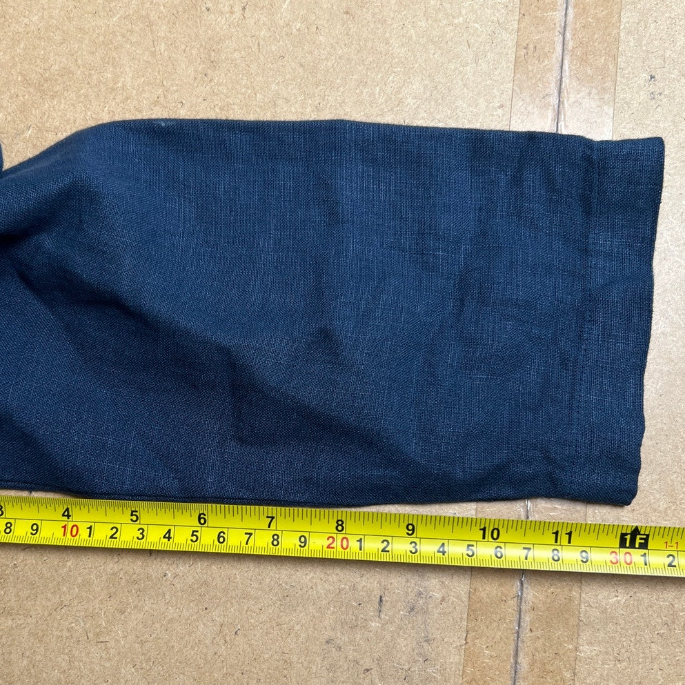 Cut Loose 100% Linen Boxy Lagenlook Dress Tunic 3/4 Sleeves Blue Women's Size S