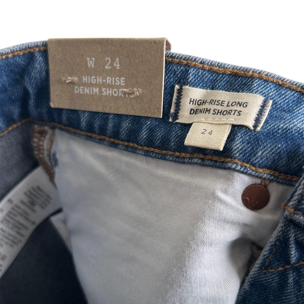Madewell High-Rise Long Denim Shorts NWT Size 24 Button Fly