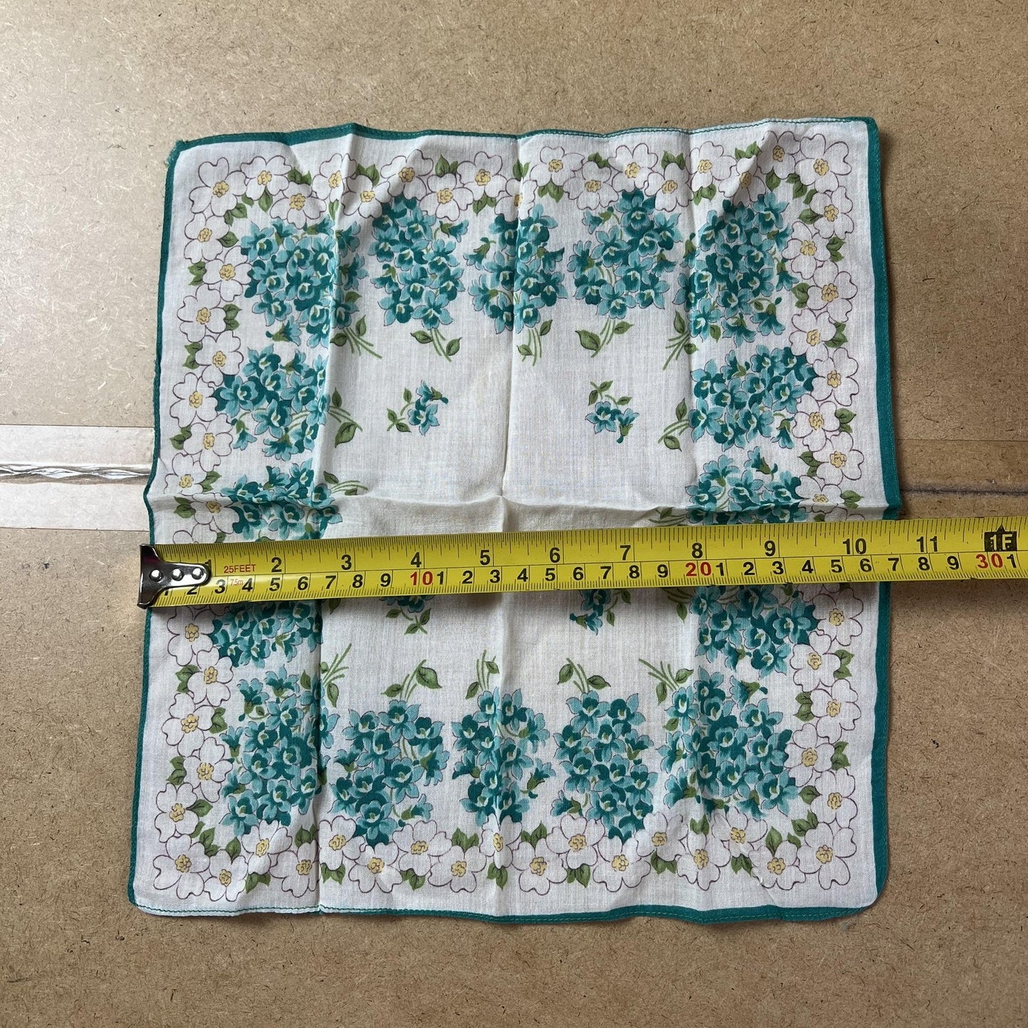 Handkerchief Mens One Size Aqua Floral 100% Cotton Lawn Pocket Square Accessory