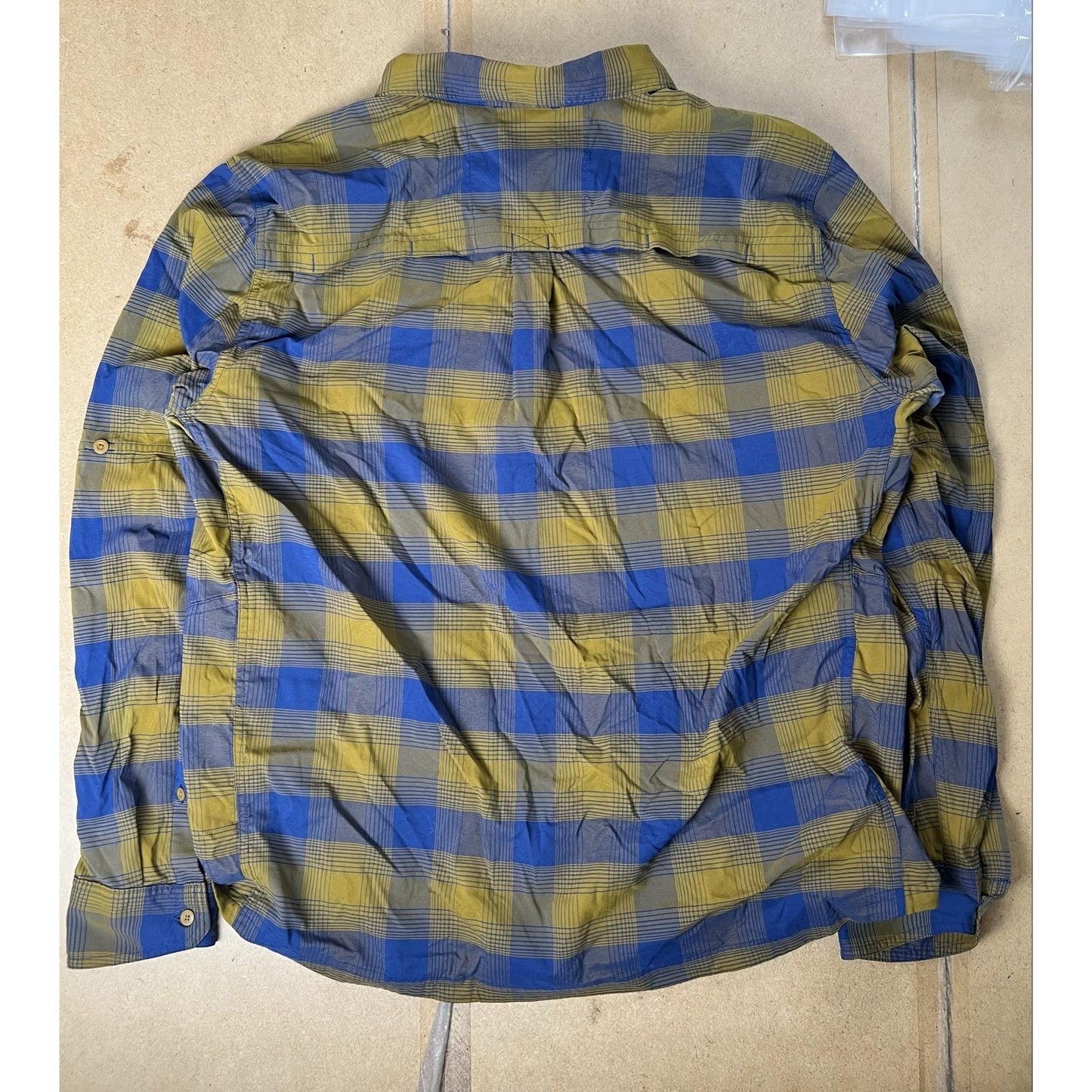 REI Co-op Shirt Mens XL Blue Plaid Long Sleeve Button-Up Travel Nylon Spandex