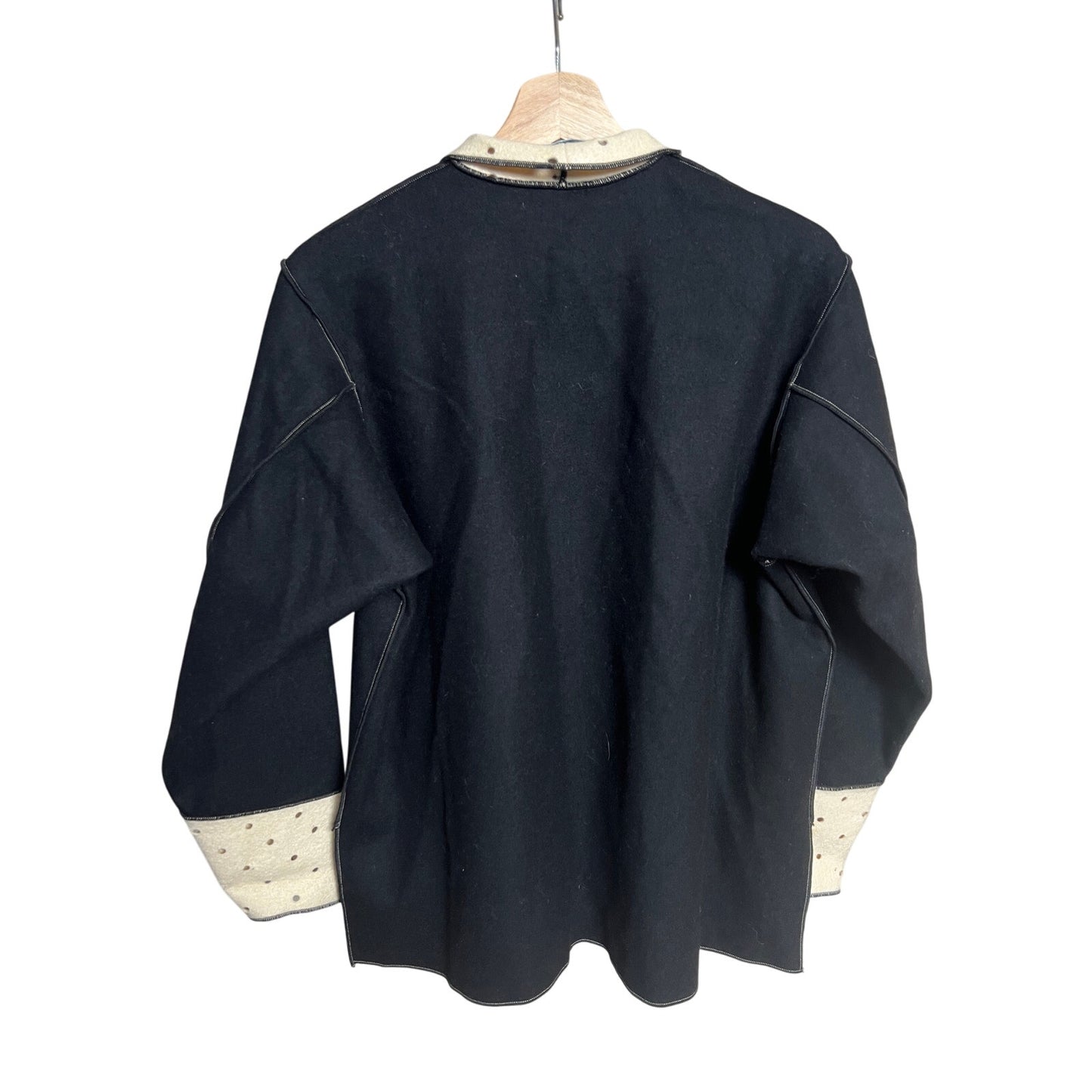 Ellen Hauptli Wool Button Up White & Black Coat *Dimensions In Pictures*