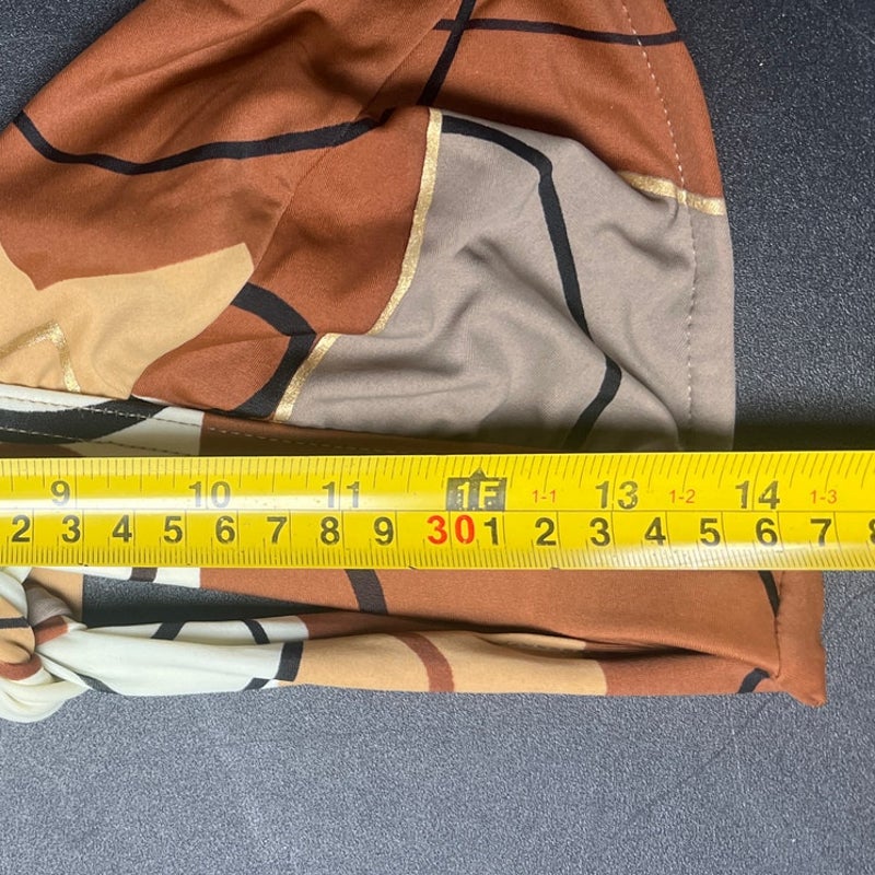 Vintage Venus AOP Brown and Grey Bikini Top Size M