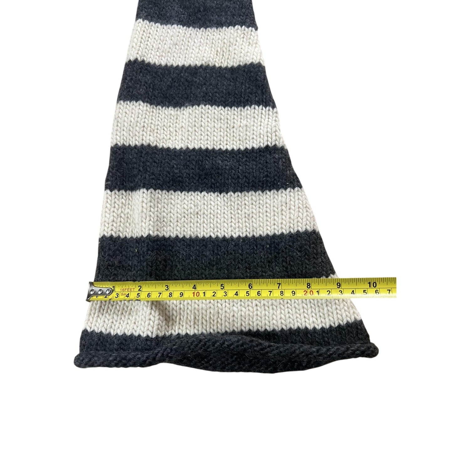 J.CREW Beanie Womens One Size Gray Cream Wool Striped Long Elf Hat Winter