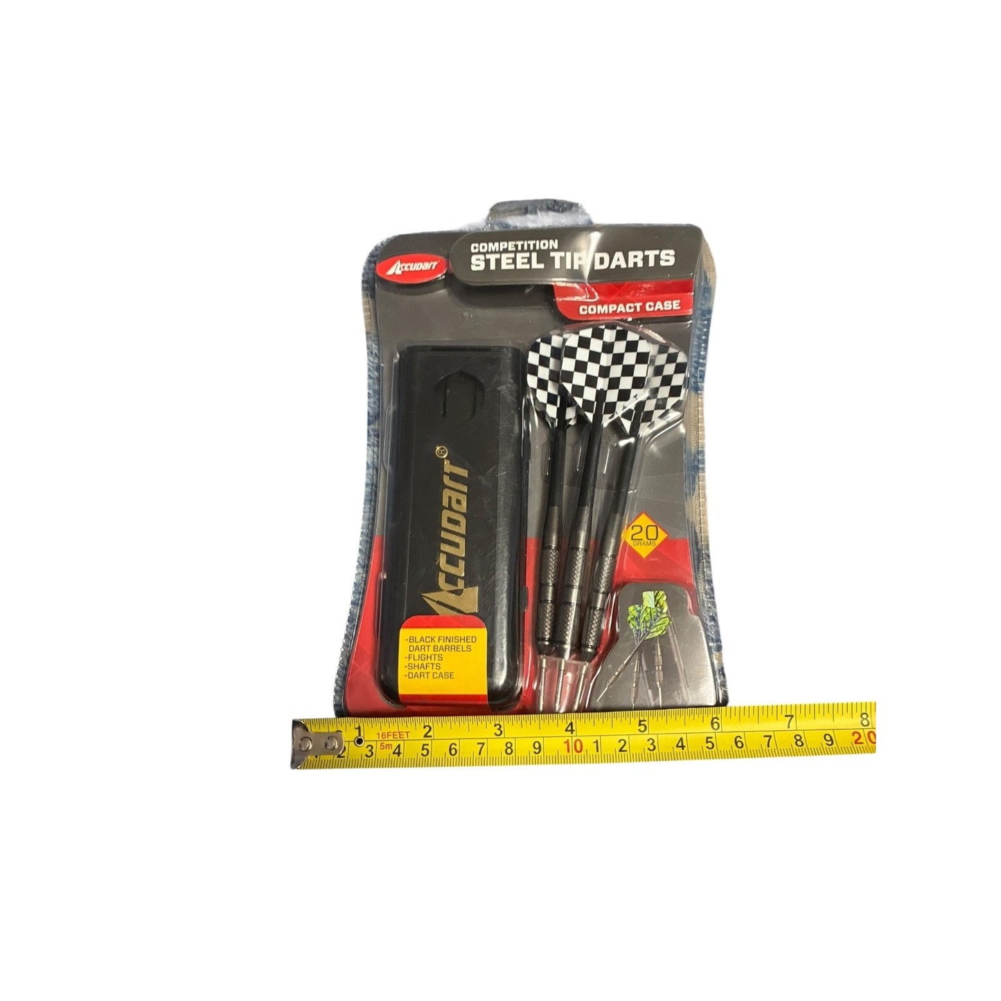 Accudart Competition Steel Tip Darts w Case Black with Checkered Fins NWT