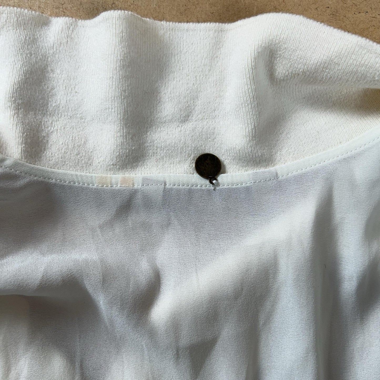 Soft Surroundings Tunic Womens L White Sheer Chiffon Collared Pullover
