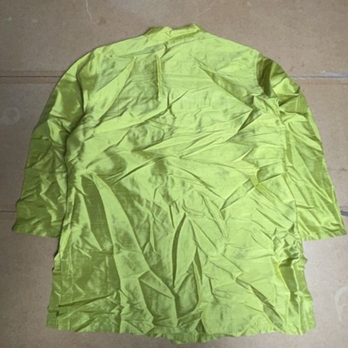 Chico's Design Button-Up Womens 3 Green Silk Tunic Collared Long Sleeve