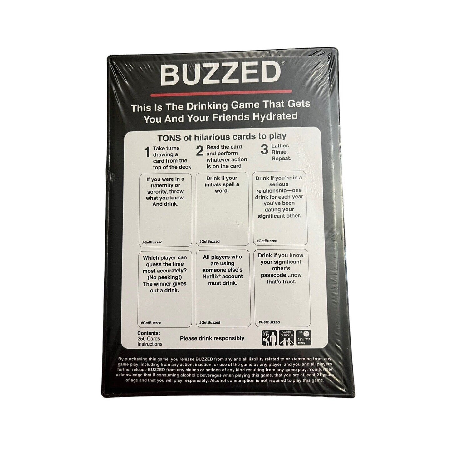 Buzzed Drinking Game Hydration Recently Refreshed Edition 250 Fun Adult Cards