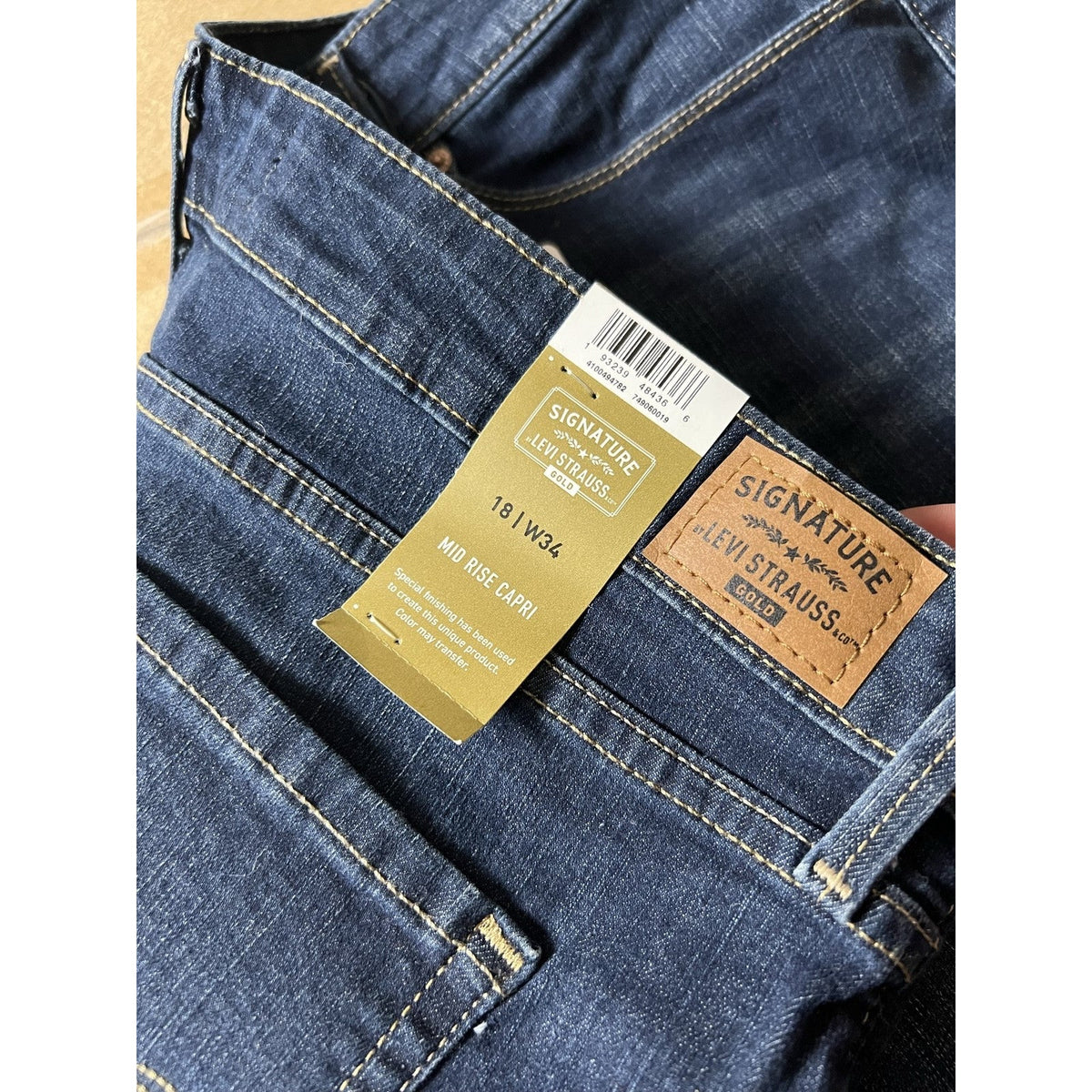 Signature By Levi Strauss Pants Womens 18 Blue Cropped Capri Slim Cuffed Stretch