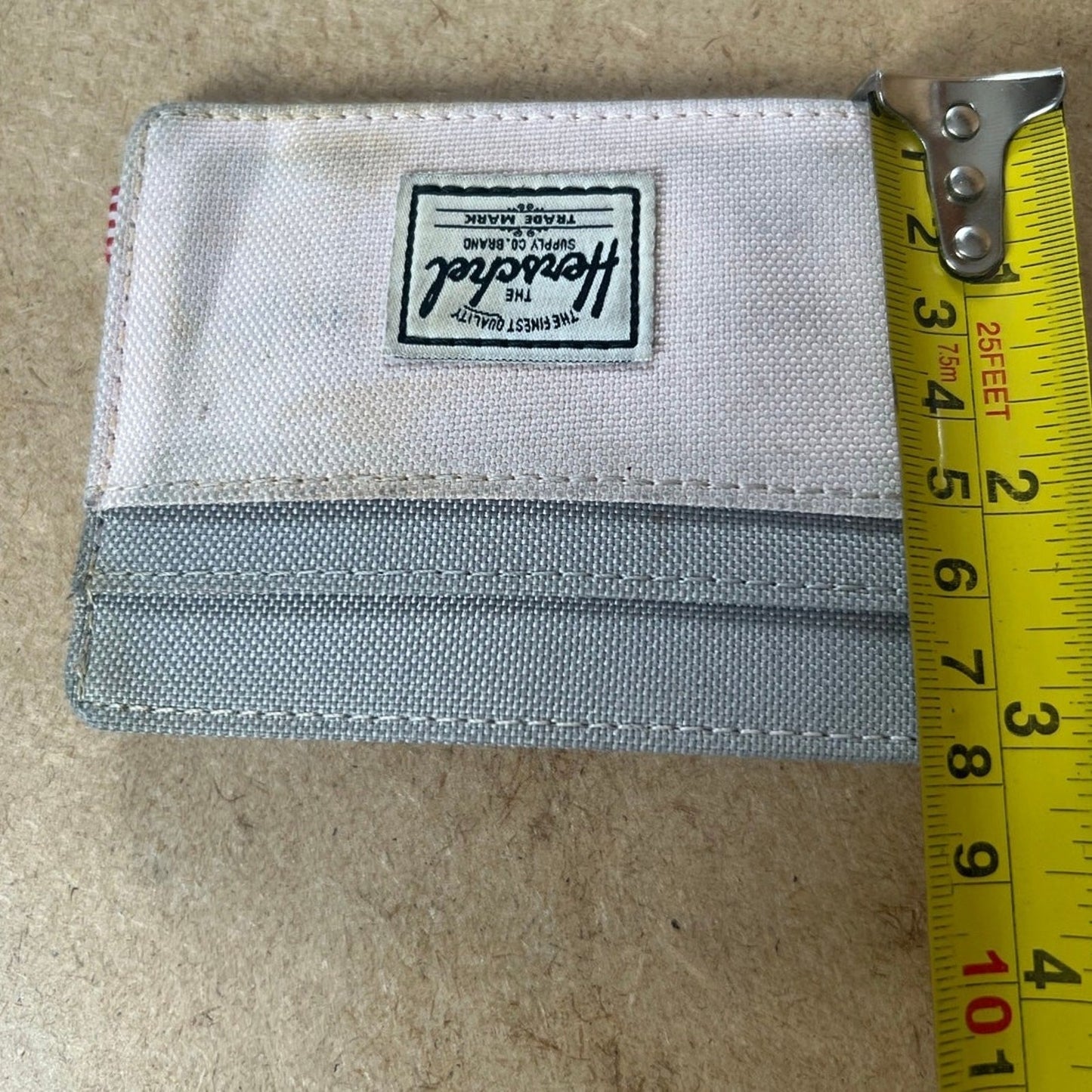 Herschel Wallet Mens One Size Pink Mini Canvas Credit Card Logo Striped Lining