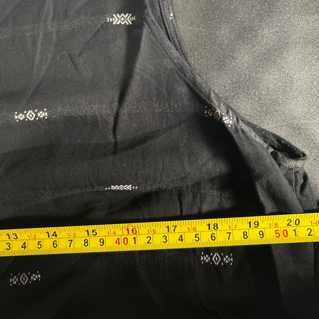 Eileen Fisher Large Cotton Black Shift Dress Classo Aztec Dress