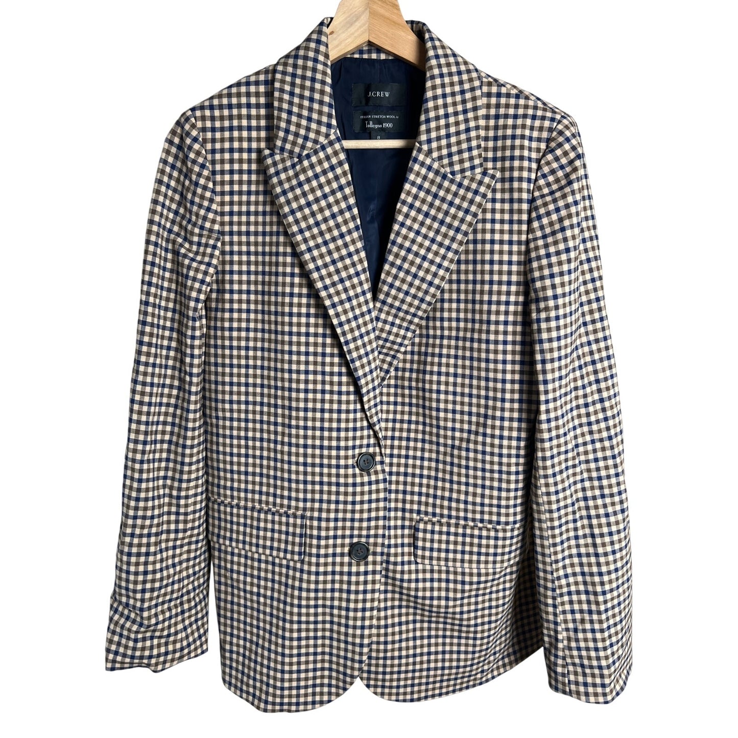 J. Crew Italian Stretch Wool Plaid Blazer Size 8 Alfie