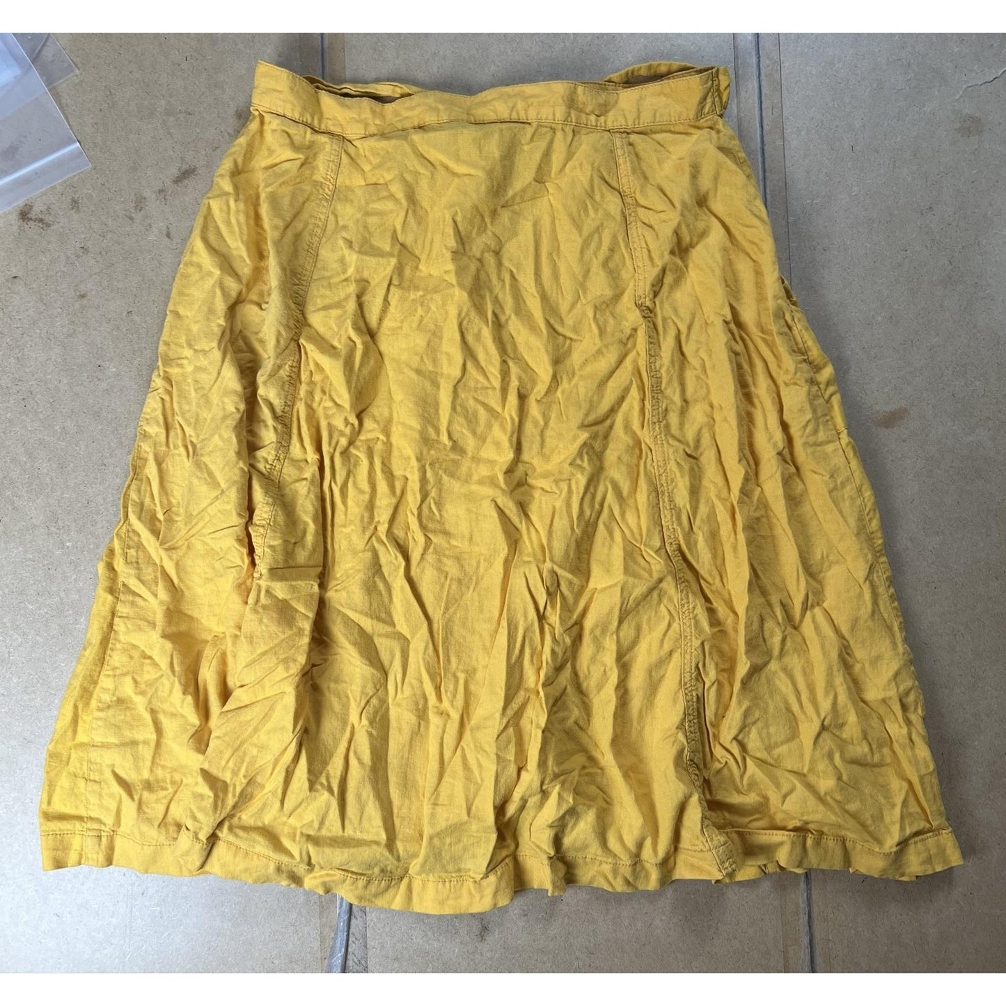 A.n.a Skirt Womens 18 Yellow A-Line Button Pockets Chambray Linen Rayon