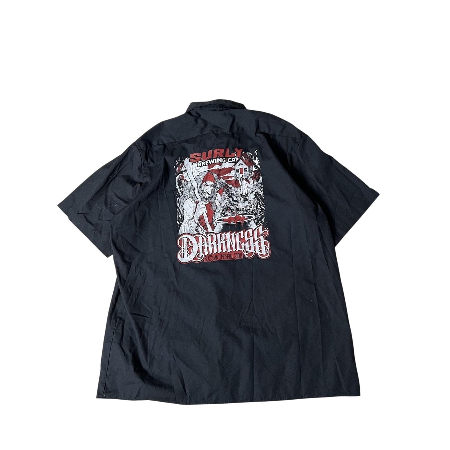 Dickies Shirt Mens 2XL Black Short Sleeve Button Up Workwear Surly Brewing