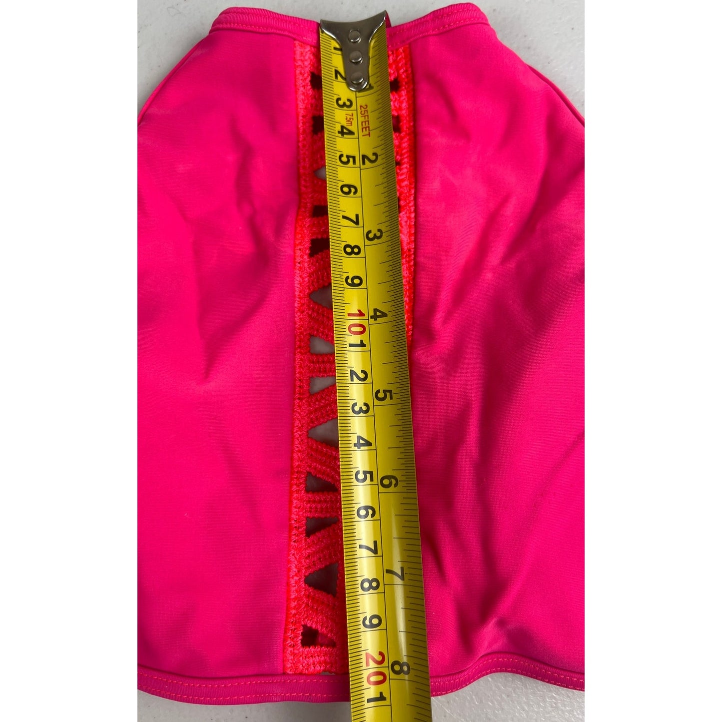 Aerie Small Crop Bikini Top Pink Cross Strap Back Tie
