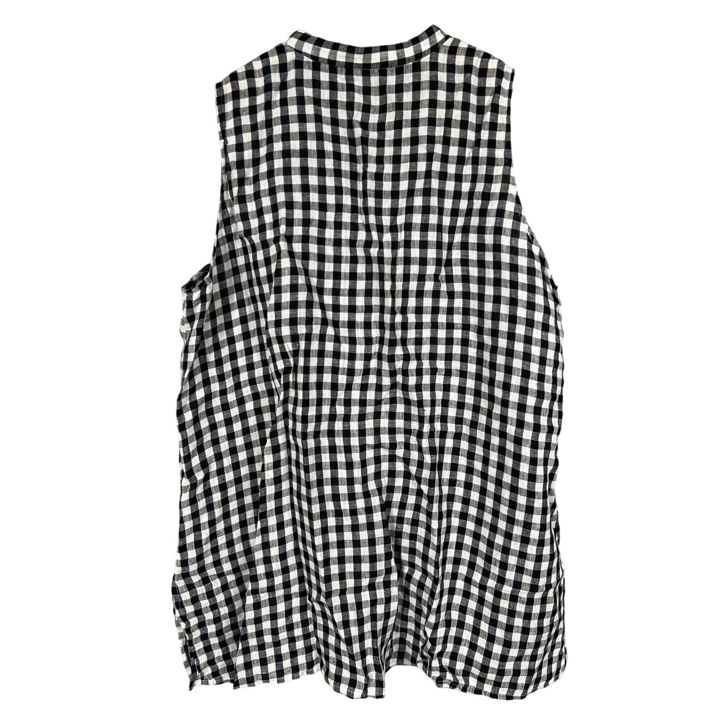 Eileen Fisher Size XL 100% Linen Mandarin Collar Gingham Tunic