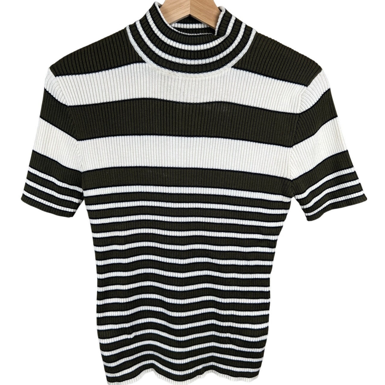 Y2K Unionbay Striped Stretch Shortsleeve Turleneck Size Large