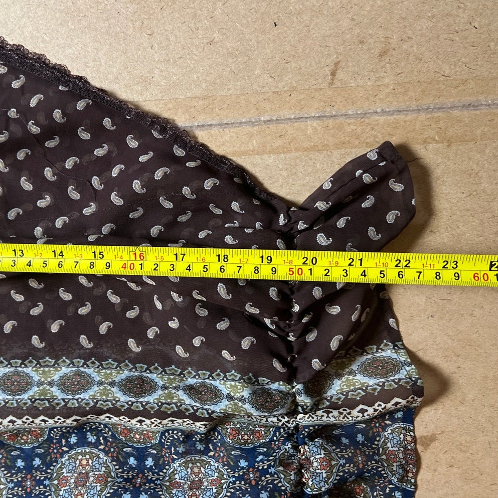 MUDD Silky Shear Patterned Shirt Women Size M