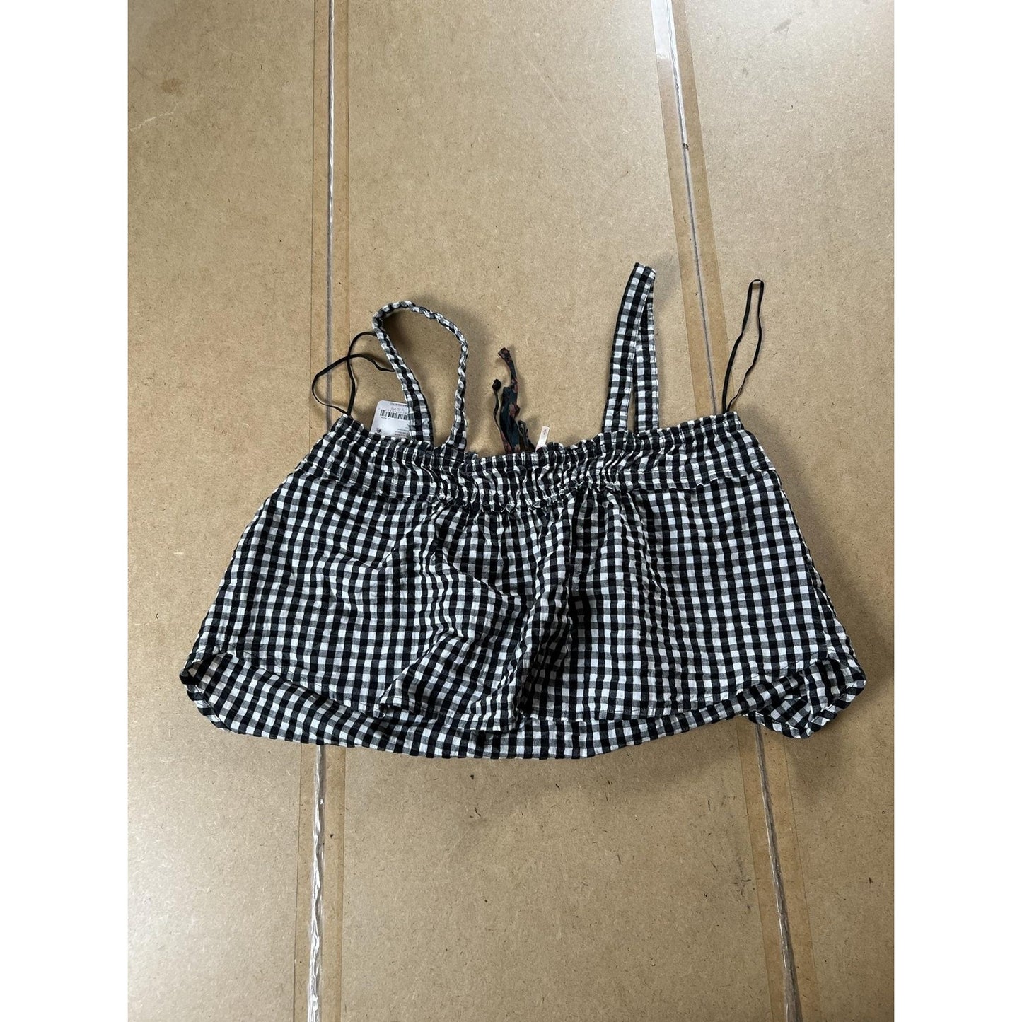 Urban Outfitters Tank Womens S Black Check Camisole Strappy Sleeve Casual