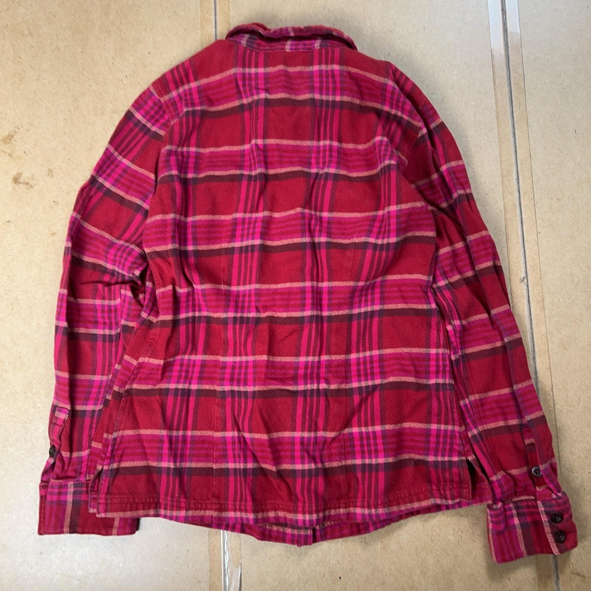 Patagonia Womens 6 Red Pink Plaid Organic Cotton Button Front Flannel Shirt