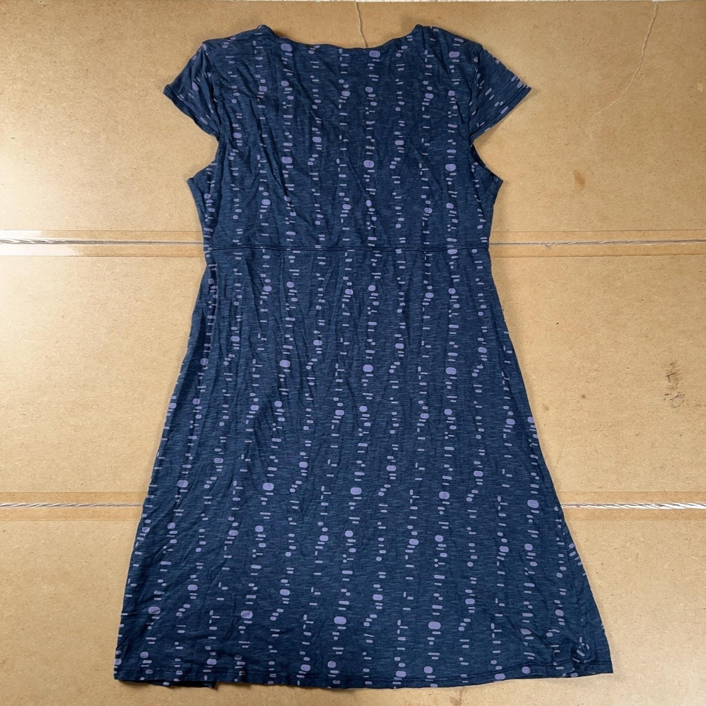 Toad&Co Dress Womens S Blue Polka Dot Midi Fit & Flare V-Neck Empire Waist