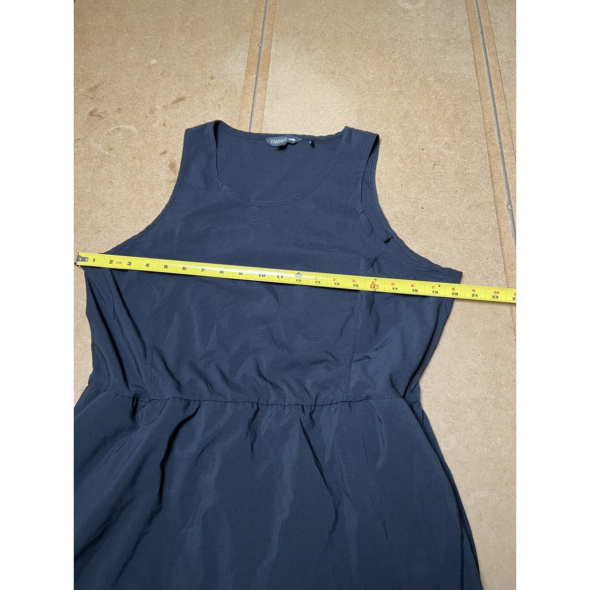 Toad&Co Dress Womens XL Black Maxi Sundress Crew Neck Layered Elastic Waistband